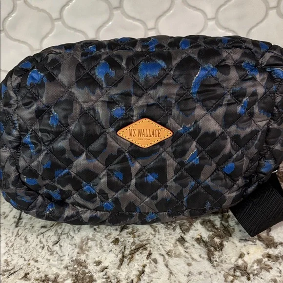 MZ Wallace Quilted Black and Blue Leopard Tote/ Crossbody - Picture 9 of 11